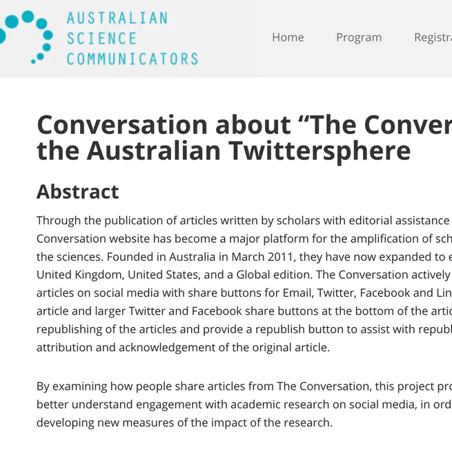 Conversation about “The Conversation” in the Australian Twittersphere